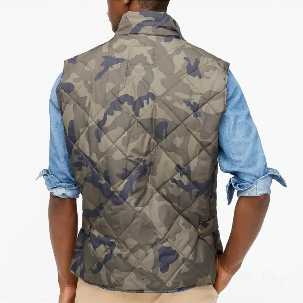 J Crew Camo Quilted Layering Vest Men's Size Medium Camouflage
